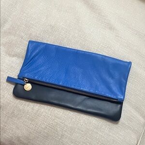 Clare V. beautiful blue leather clutch